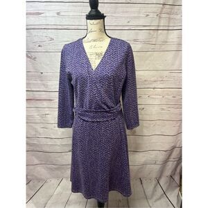 1582-Lands end size medium purple pullover dress‎ 38 inches long
